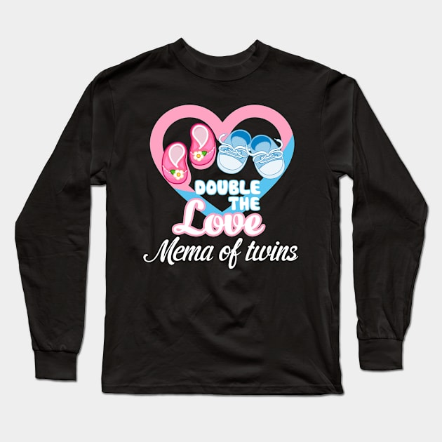 Double The Love Auntie Of Twins Shirt Twins Aunt Gifts Mema of twins Long Sleeve T-Shirt by JaroszkowskaAnnass